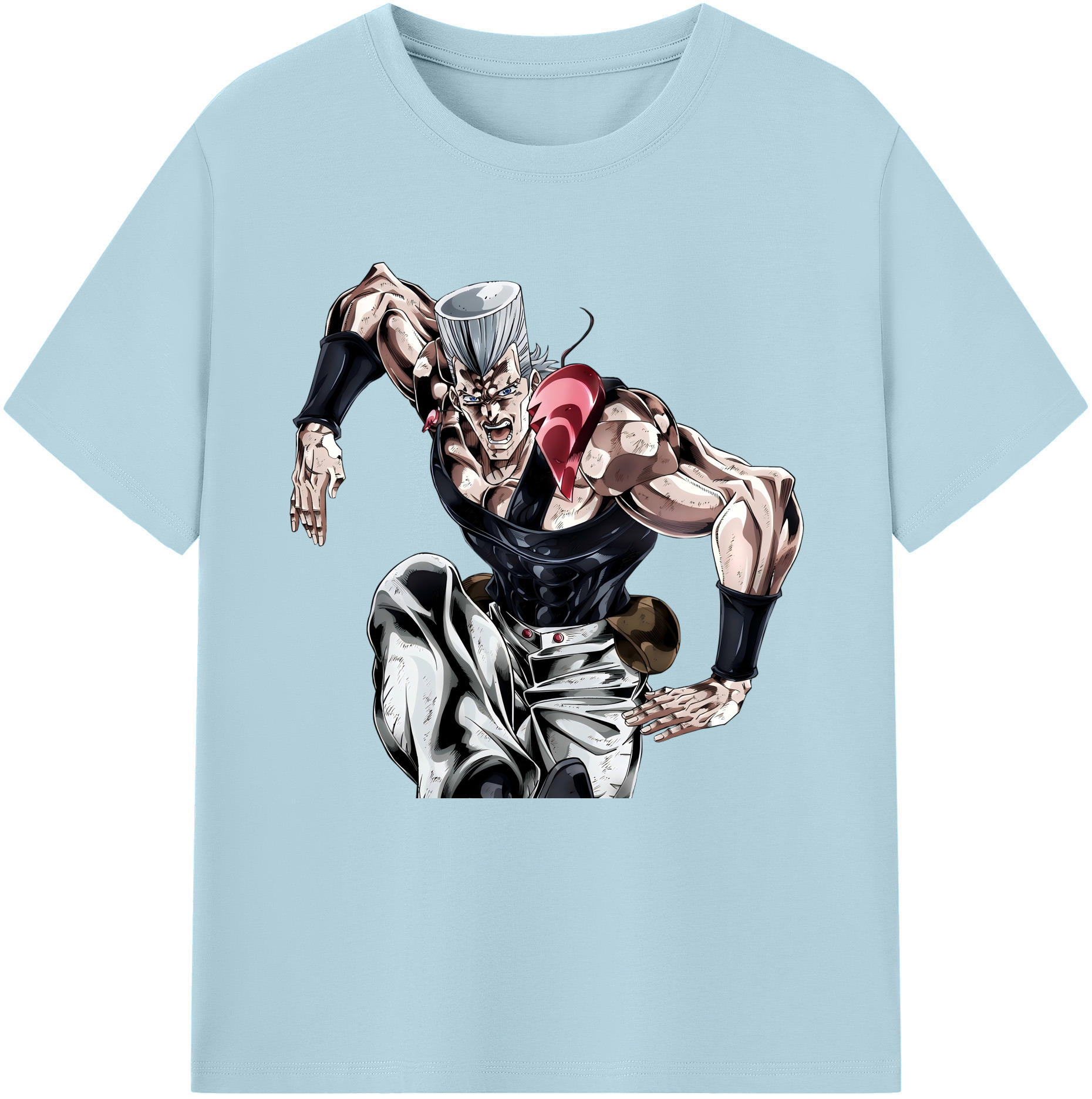 （画像用） ジョジョの奇妙な冒険 ジャン＝ピエール?ポルナレフ JoJo's Bizarre Adventure Jan Pierre Polnareff 綿100％半袖Tシャツ（フロントプリント）